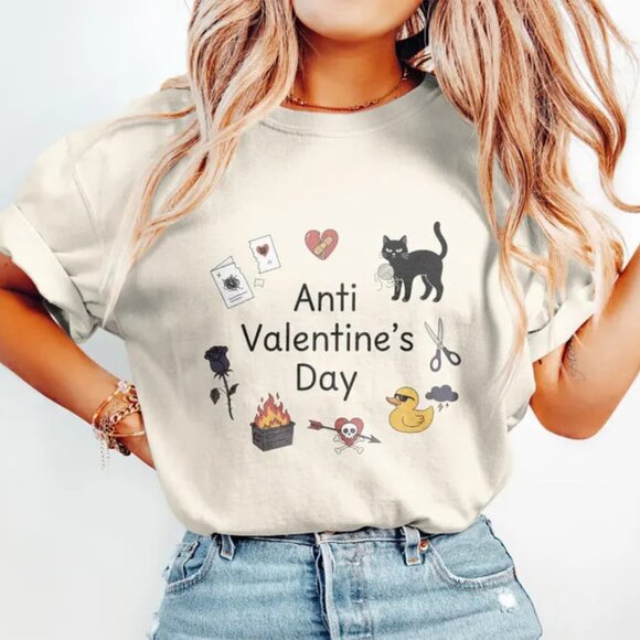 Tops - Anti Valentines Day T-Shirt, Funny Anti Valentine Club Tee